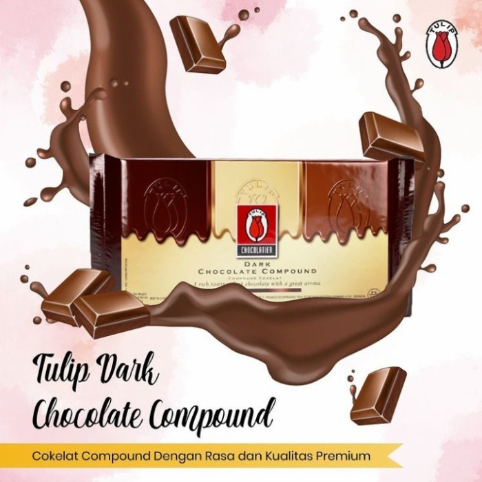 

Ready Stok" Tulip Dark Chocolate Compound Cokelat Batang Coklat Hitam 500 Gram