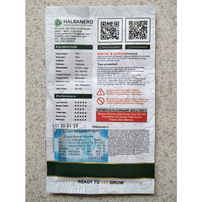 New Benih Cabe Rawit F1 Mhanu Tm Tumani 10 Gram - Bibit Cabe Rawit Hibrida Ready