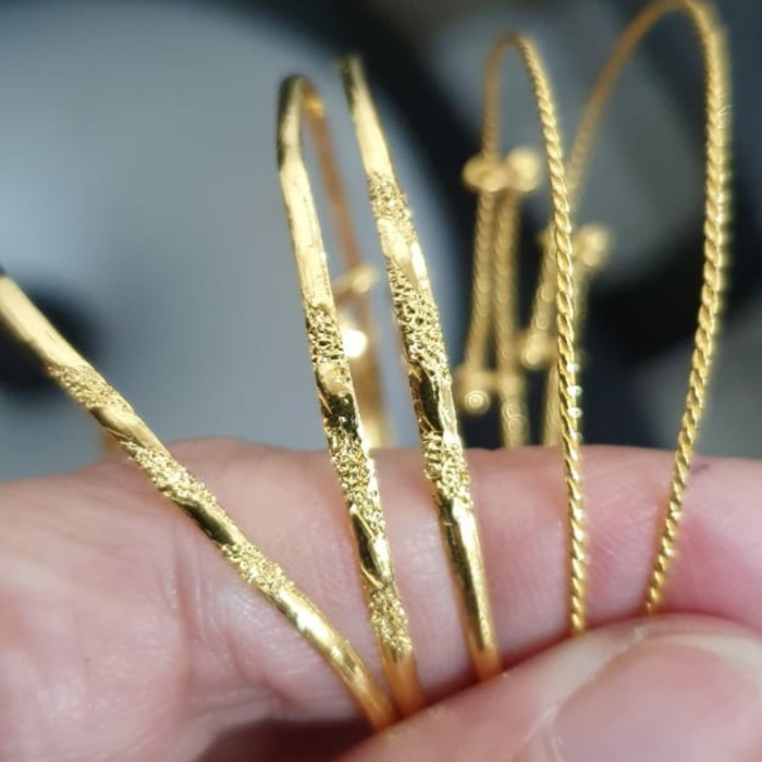 Gelang bayi newborn lilit ulir polos emas asli murni 24k 24 karat 99%