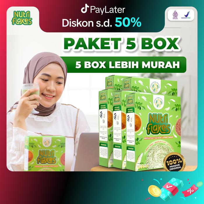 

5 Box Nutriflakes Original Sereal Umbi Garut Bantu Masalah Lambung