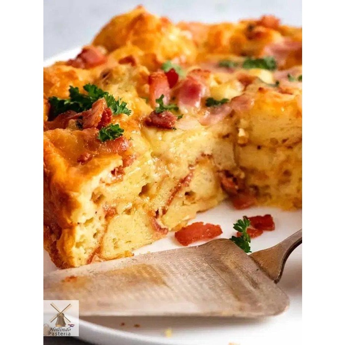 

Breakfast Strata Egg Casserole with seperate options to choose from