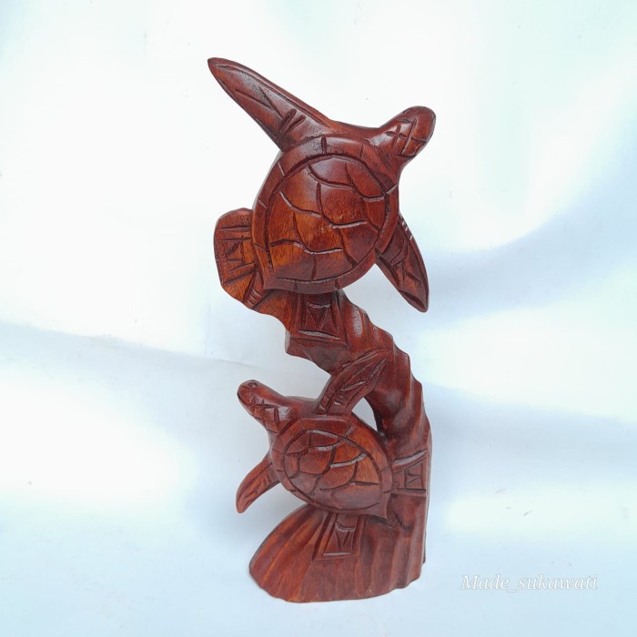 +%+%+%] Patung ukiran kayu kura-kura terbang 30cm kerajinan handmade bali