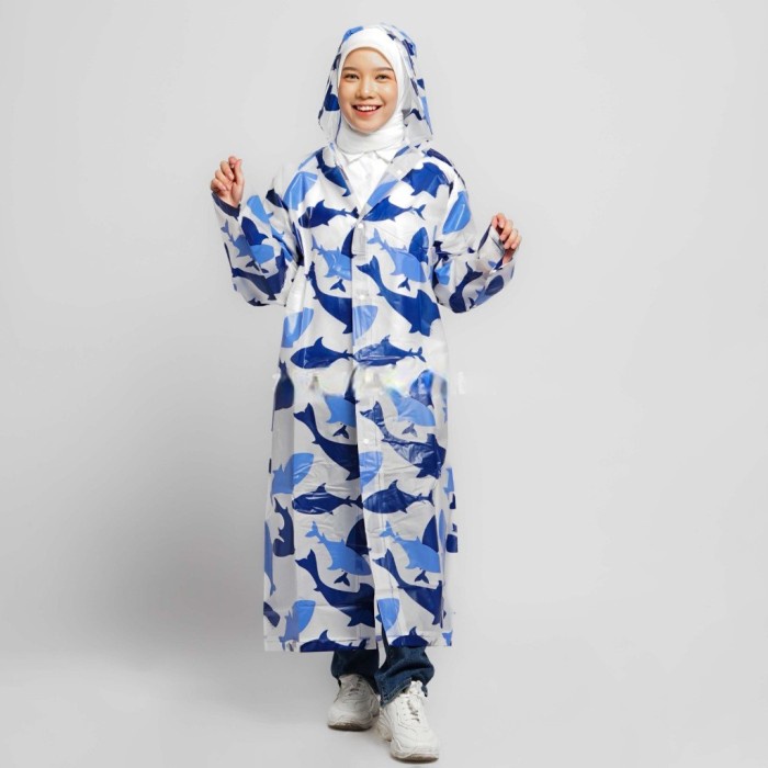 Jas Hujan Eva Terusan Dewasa TC86 Travel Raincoat Dress Korea Lemon