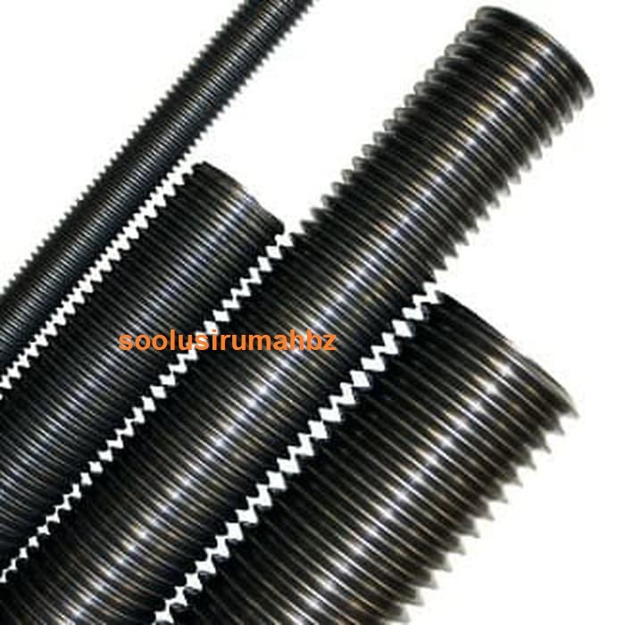 ><><><] AS DRAT FULL HITAM panjang 1meter BAUT STUDBOLT drat stud bolt 1 m m5 m6 m8 m10 m12 m14 m16