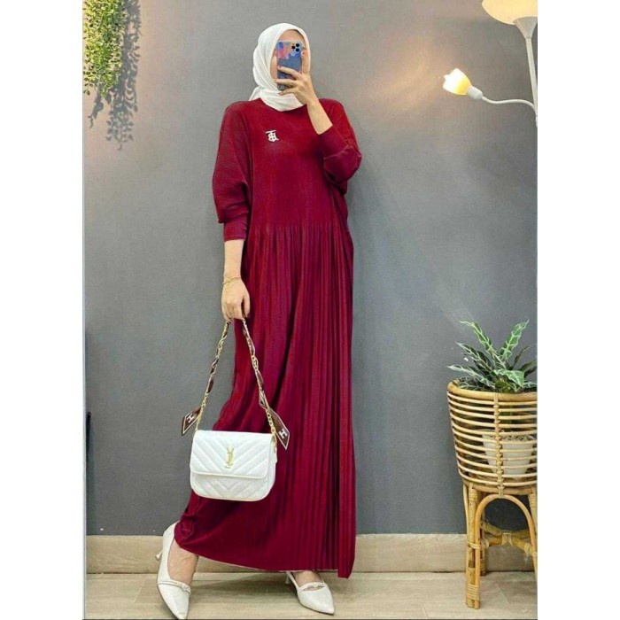 NEW O2 Fashion / Lidya maxi jumbo / bisa cod / pakaian muslim wanita / gamis knit / gamis rajut