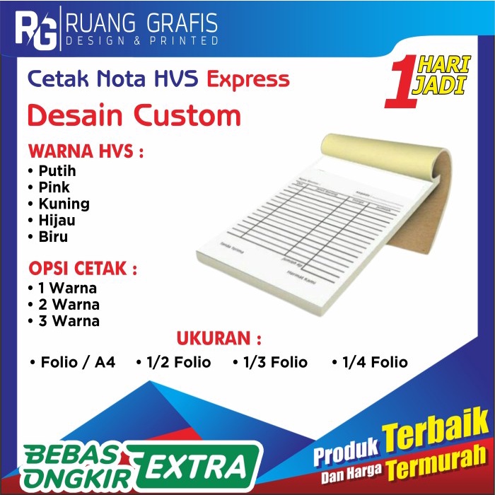 

CETAK BUKU NOTA 1PLY 1 RIM TERLARIS/TERMURAH/TERPOPULER