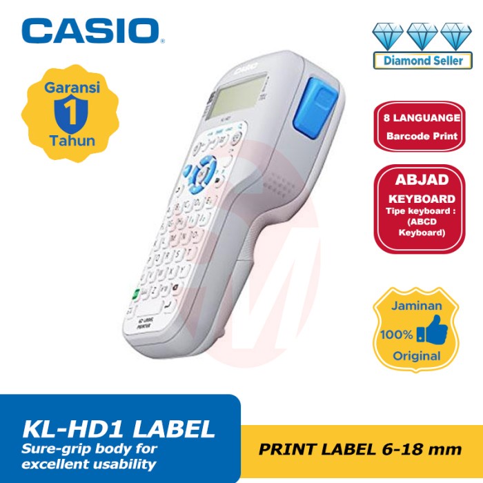 

Label Mesin Casio KL-HD1 PRINTING LABEL Cetak Nama Barcode Portable DiskonJual MurahHarga