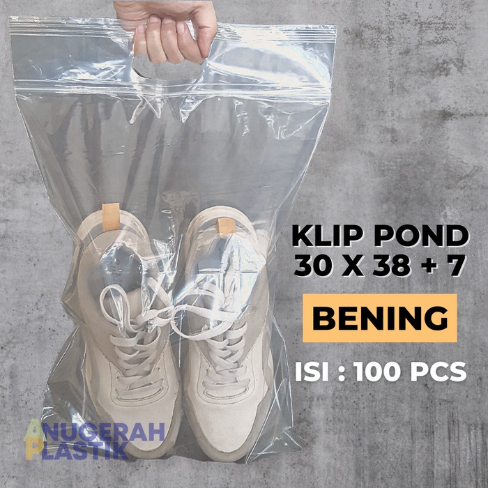 Plastik Klip Pond 30X38 Bening/ Plastik Klip Dengan Pegangngan