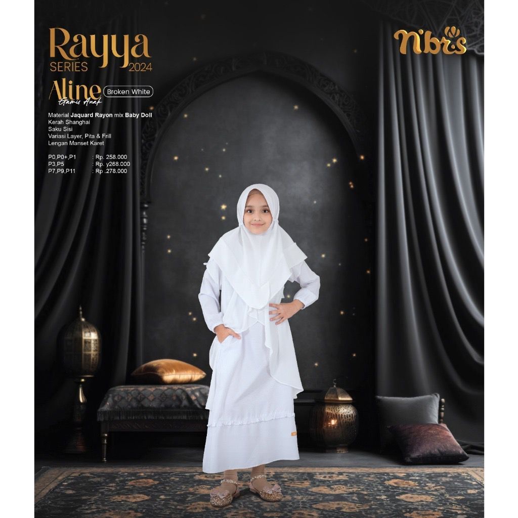 Serba Disc Gamis Anak Nibras Rayya Aline Broken White Perempuan plus Koko Anak Couple Umur 1 2 Tahun