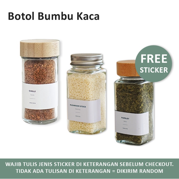 

BOOM SALE ATOMI - Botol Bumbu Bubuk Kaca Persegi Transparan Estetik 120g