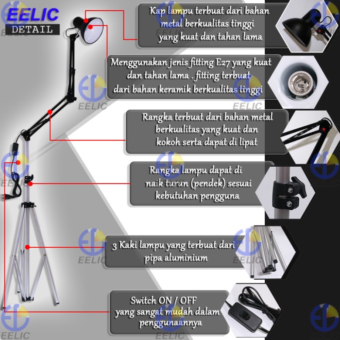 TERMURAH - EELIC ELC-J019 Lampu arsitek standing lamp lampu belajar arsitek model