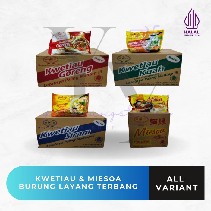 

Wdo - 1 Dus Isi 20 Bungkus Kwetiau Kuah / Goreng / Siram / Miesoa Kuah Cap Burung Layang Terbang