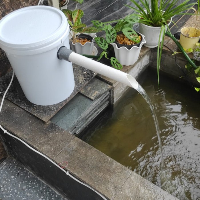 Filter Tabung Kolam Ikan Koi Hias Aquaponik Paket (Hijau)