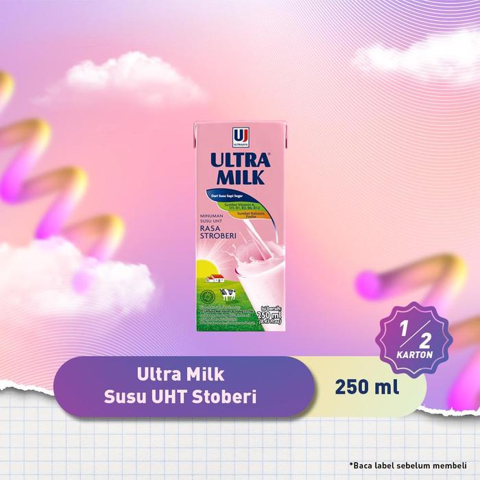 

ULTRA MILK SUSU UHT STRAWBERRY 250ML 1/2 KARTON (12 PCS) TERMURAH