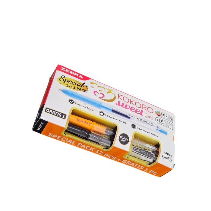 

JTTOP" PEN PULPEN GEL KOKORO SWEET GEL TINTA HITAM 0.5 ZEBRA 1 BOX ISI 12 PCS