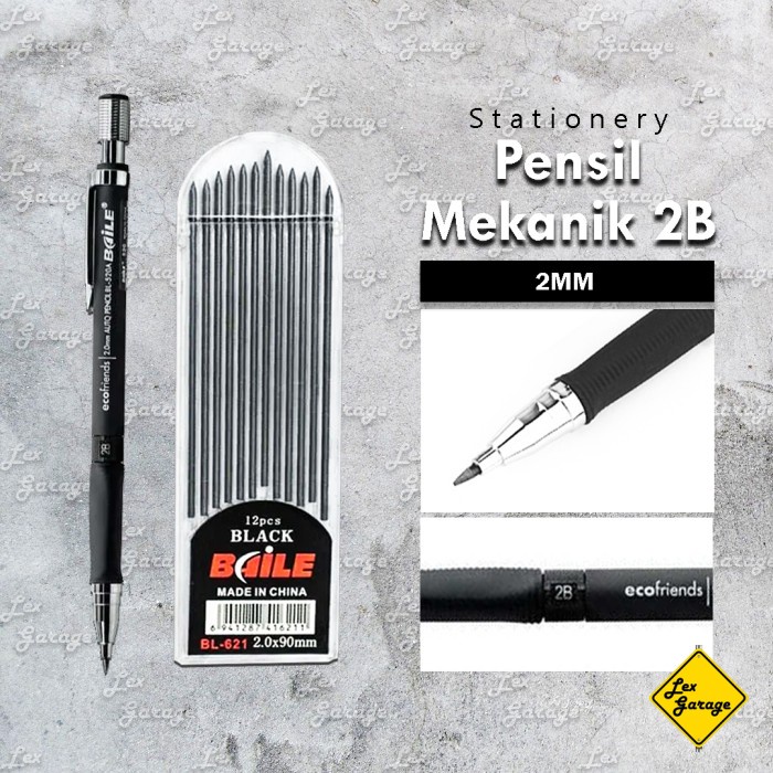 

JTTOP" PENSIL MEKANIK 2B MECHANICAL GRAPHITE PENCIL + ISI PENSIL 12 PCS