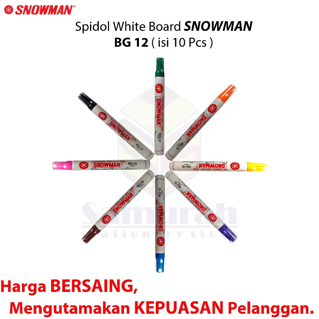 

Disc Spidol White Board Snowman Bg 10 Warna / Bg-10 Papan Whiteboard Besar Campur Warna Set