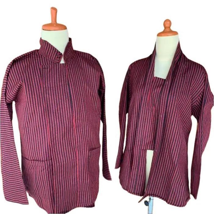 OBRAL Baju lurik pria/Bajulurik wanita/Baju adat jawa warna merah maron M L XL XXL