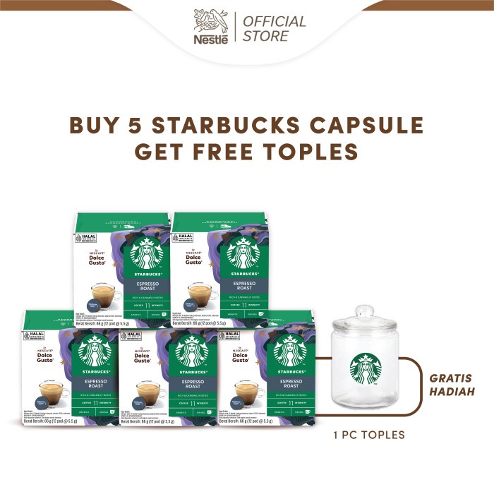 

SBUCKS Espresso by NESCAF Dolce Gusto (5 x 12caps) Get Free Jar