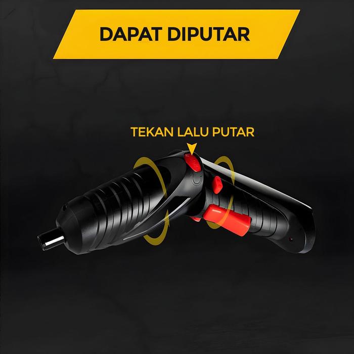 Bor Tangan Bolak Balik 4,2 Volt dengan 45 pcs Mata Bor, Mata Obeng & Kabel USB - 6003