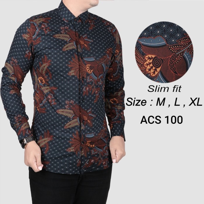 Kemeja Batik Pria Slim Fit / Baju Batik Pria Slim Fit Acs01