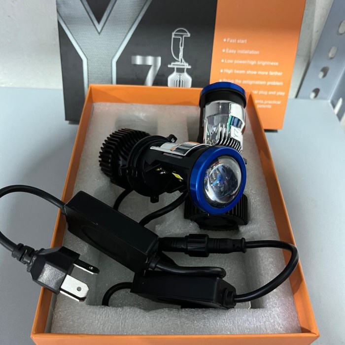 Termurah Lampu Led Y7 Proji H4 Mini Projector Lens Lensa Mobil Motor -Y7-H4