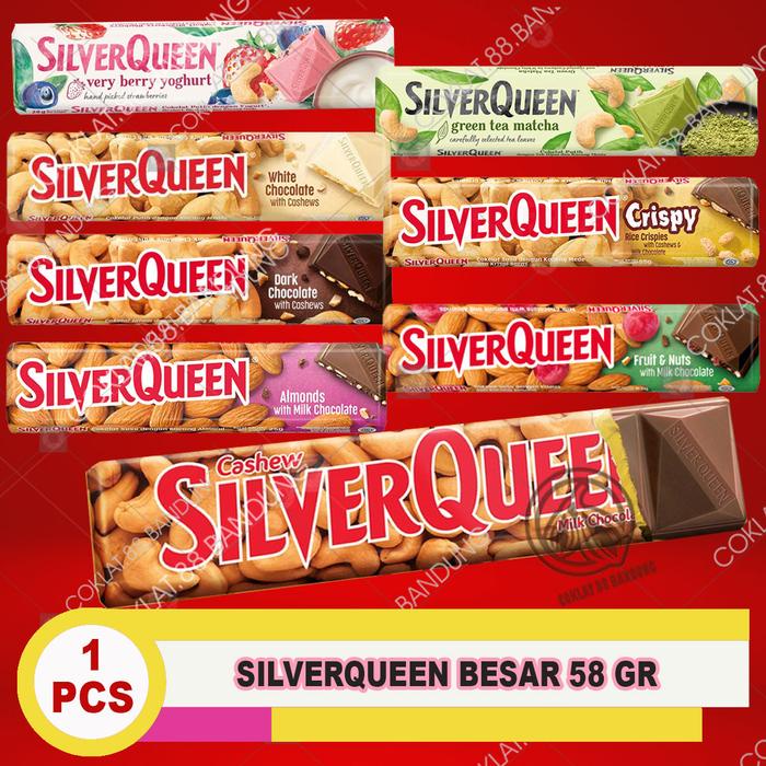 

SilverQueen 55gr 1 Box 10 pcs Ex 58gr, Coklat Silver Queen Milk Chocolate Food Snacks Mede Almond