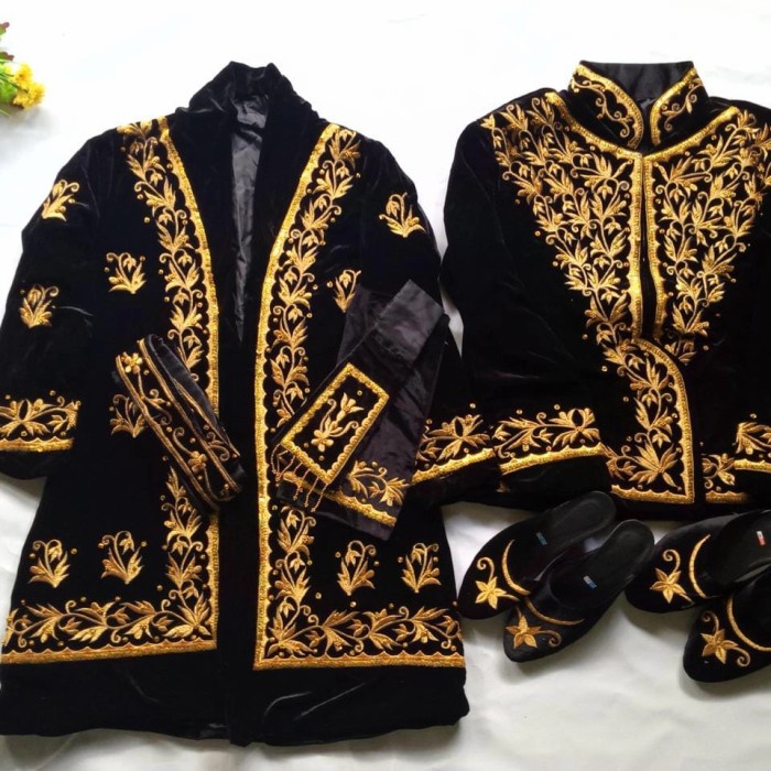 TERPERCAYA Baju Pengantin Setelan Adat Pokem Jogja Bludru Hitam Bordir Elegan