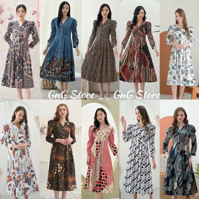 Dress Batik Wanita 258 Series /Batik Modern /Dress Batik Panjang