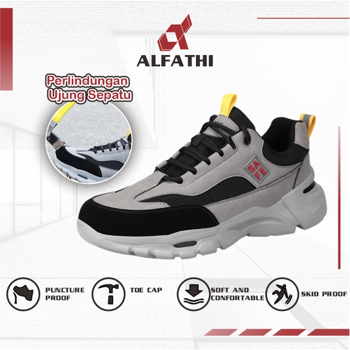SEPATU SAFETY SNEAKERS SPORT NEW GUYISA GREY