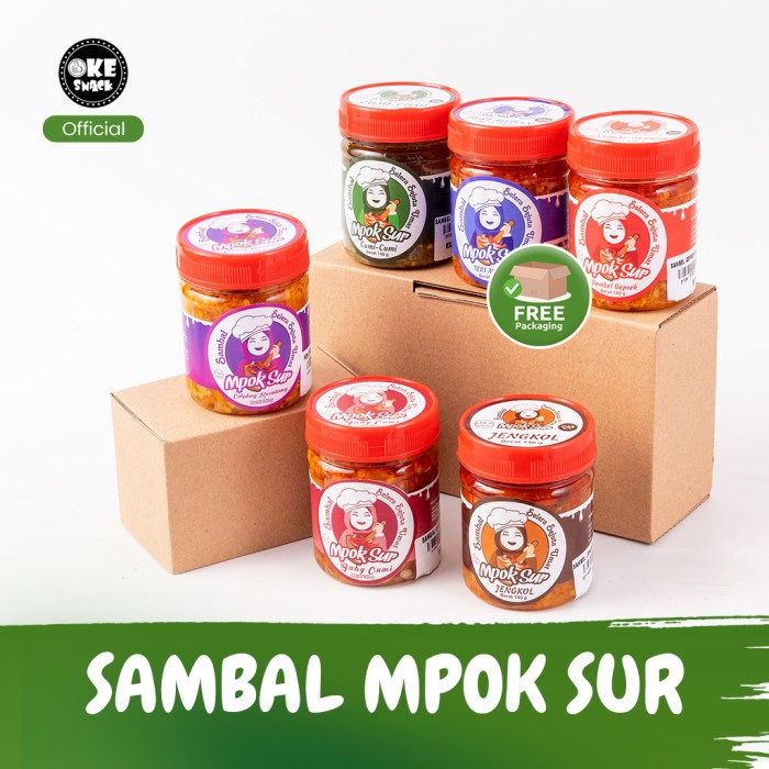 

Sale! Sambal Mpok Sur Geprek/Teri/Cumi/Bawang/Jengkol 140G-200G