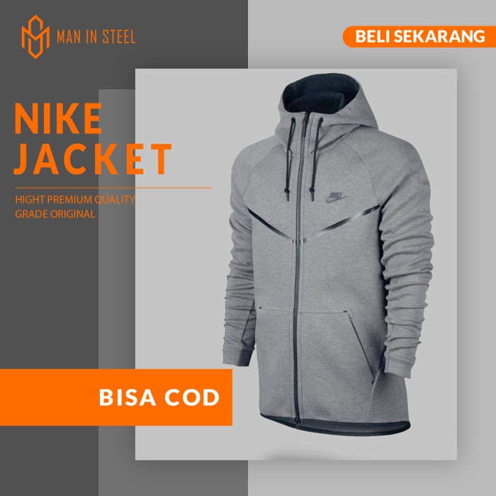 PROMO Jaket Hoodie Running Olahraga Cowok Pria Nike V Tech Grey Grade Ori