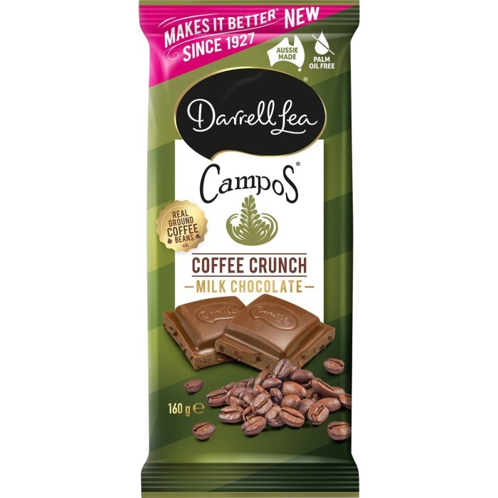 

Darrell Lea Campos Coffee Crunch Chocolate Block 160g - Australia