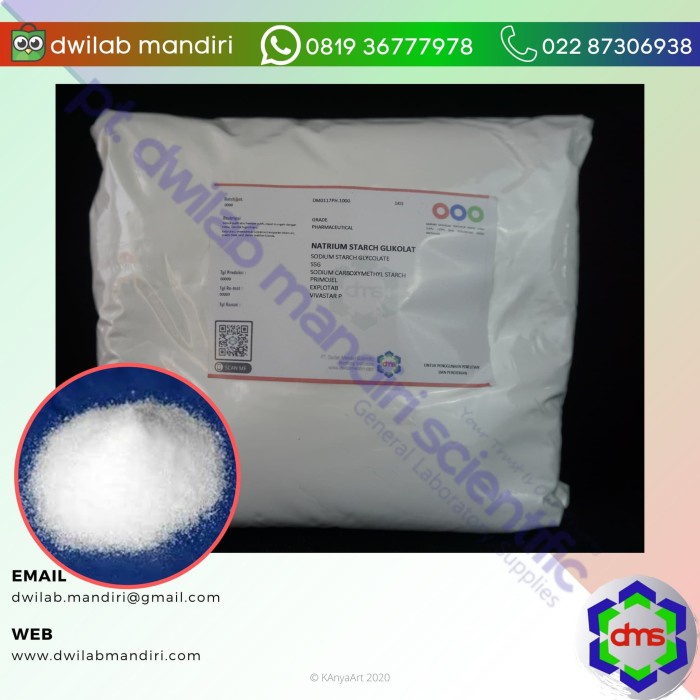 

SSG,SODIUM STARCH GLYCOLATE 1KG PHARMACEUTICAL GRADE