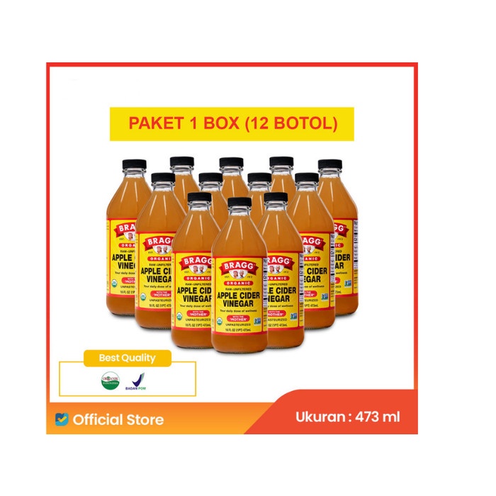 

Paket 12 Botol Bragg Organic Raw Unfiltered Apple Cider Vinegar 473 ml