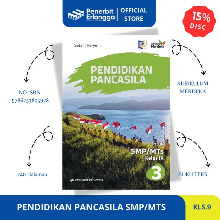 

SALE !!! PENDIDIKAN PANCASILA SMP/MTS KLS.9/KM -ERLANGGA READYY