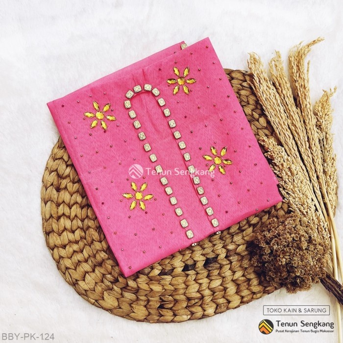 BERMUTU Baju Bodo Berpayet Adat Bugis Tokko Asli Lengan Pendek Pink BBY-PK-124