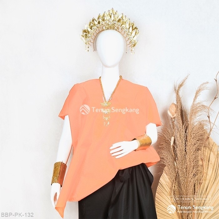 BERGARANSI Baju Bodo Adat Bugis Makassar Dewasa Polos Original Tokko Asli Lengan Pendek Salem -