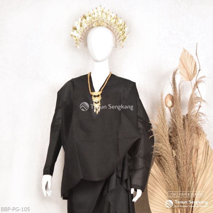 BERKUALITAS Baju Bodo Adat Bugis Makassar Dewasa Polos Original Tokko Asli Lengan Panjang Hitam -