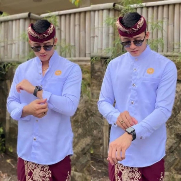 TERJAMIN Yoko Ongkara Dewasa Lengan Panjang/Safari Ongkara Dewasa Pria/Baju Adat Pria Bali Terlaris