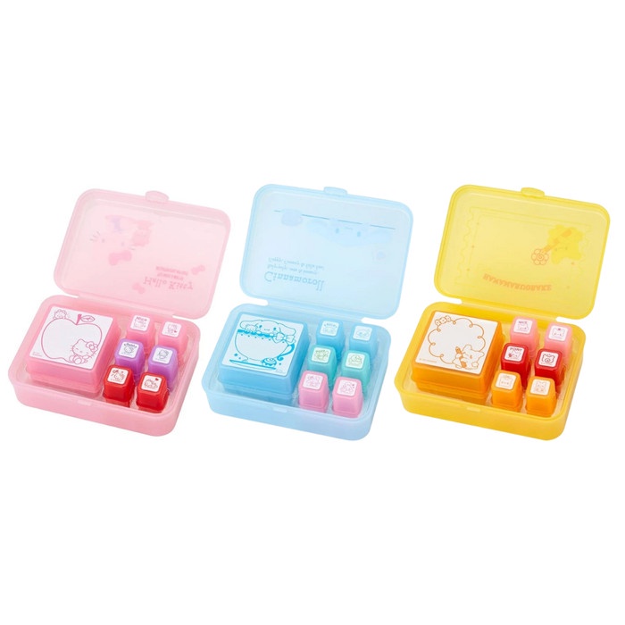 

Stamp Set Sanrio Hello Kitty My Melody Kuromi Japan Pre-Inked Stamp Stempel Cap Limited Edition