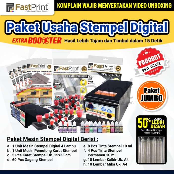 

Paket Jumbo Usaha Mesin Stempel Digital 4 Lampu Warna Lengkap