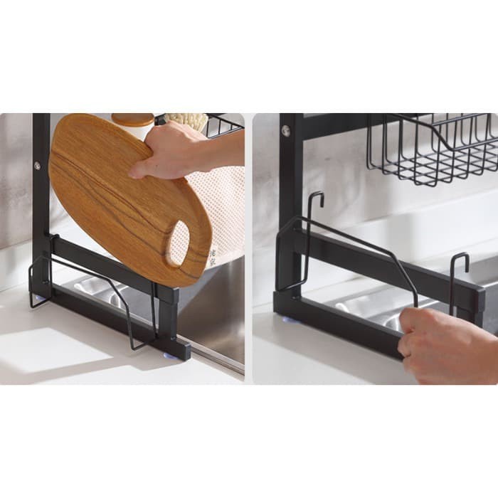 Rak Piring Wastafel 2 Susun Rak Dapur Portable Stainless Steel 85 CM