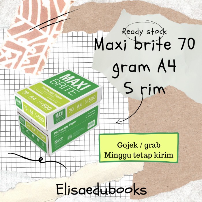 

Ready Stock Kertas Hvs A4 Maxi Brite 1 Dus 5 Rim Kertas Fotokopi Print Cod