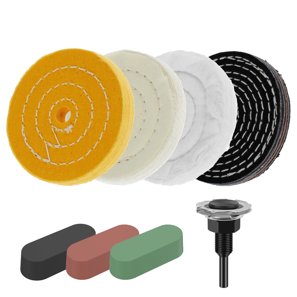 Buffing Polishing Wheel Kit Reusable Polishing Compound Kit with Shank Soft Polishing Pads Durable M