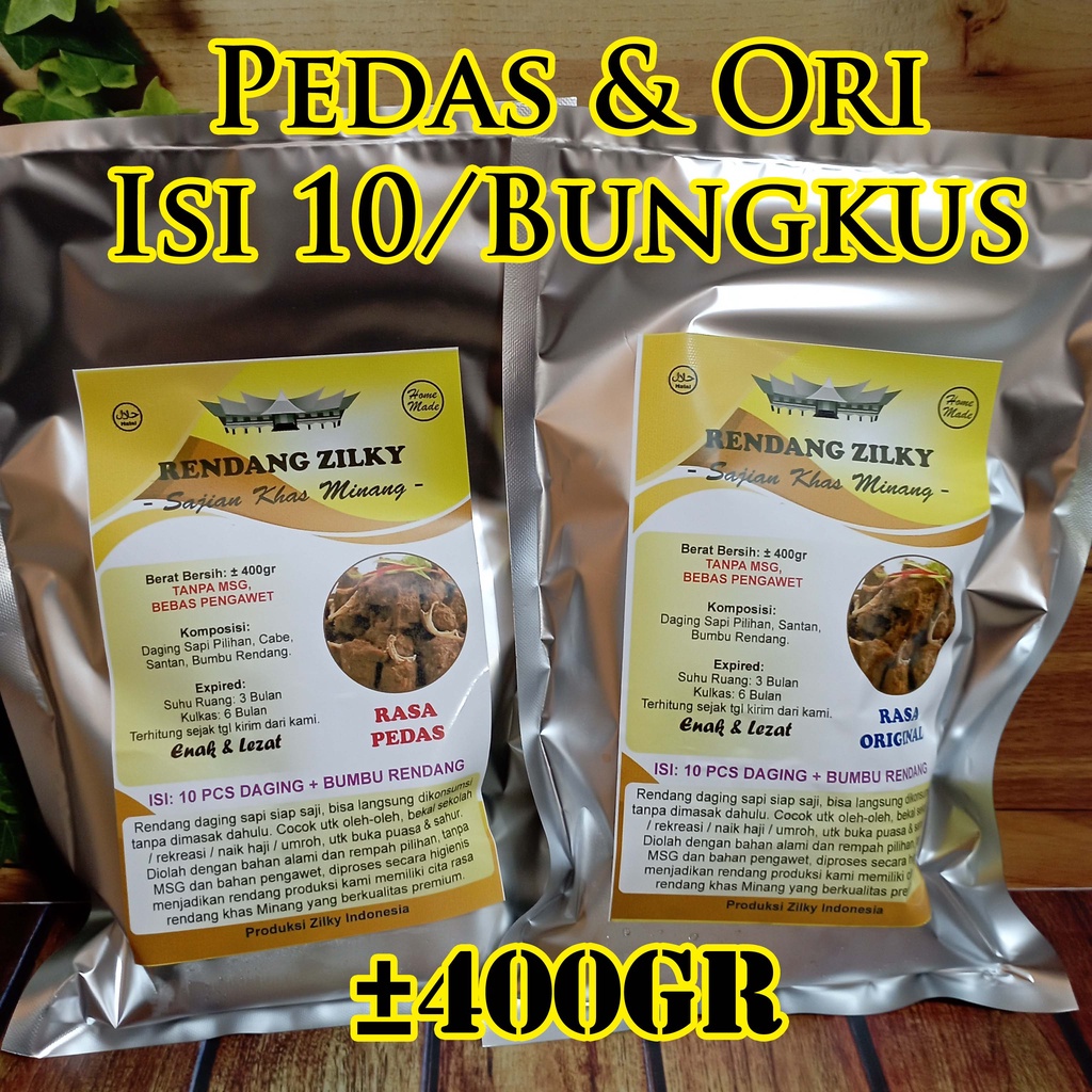 

Rendang Zilky Isi 10 Pcs Potong Daging Sapi Khas Asli Padang Minang Randang 500gr 500 gr 1/2kg 1/2