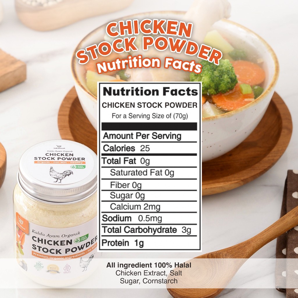 

Kaldu Ayam Non MSG Bubuk Organik / Bumbu Penyedap Ayam Organic Chicken Stock Seasoning Powder
