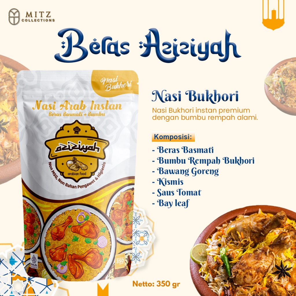 

PORSI MANTAP 5 ORANG!! PREMIUM Nasi Bukhori Bukori Aziziyah 300gr Beras Basmati Asli Bumbu Instan