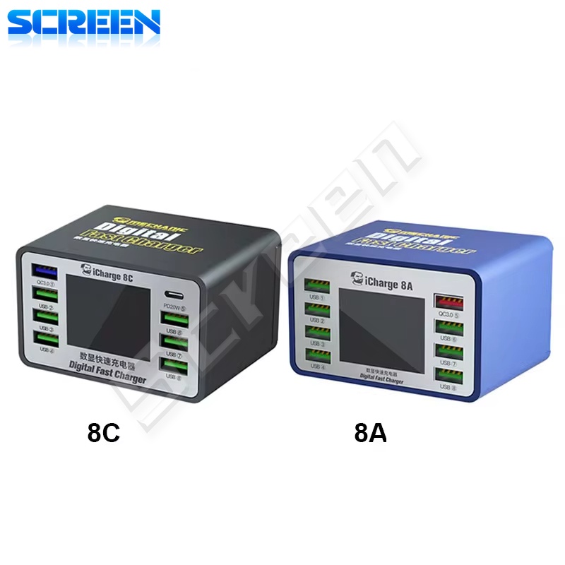 MECHANIC iCharge 8A 8C USB Fast Charger 8-port Fast Charge Multi-port Smart Digital Display for IP A