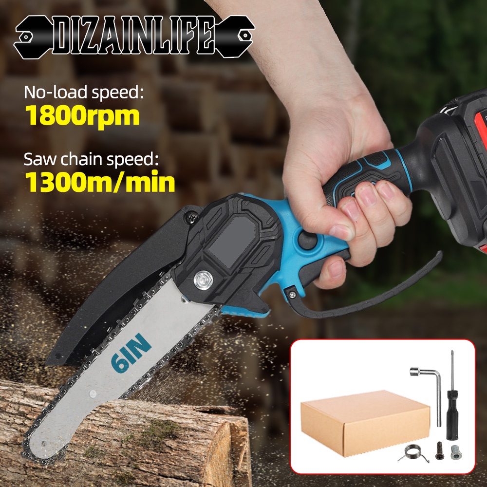 Mini Chainsaw 6-Inch Portable Cordless Woodworking Chainsaw Handheld Chainsaw Power Tool For Makita 